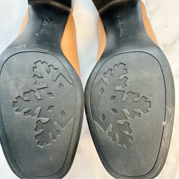 Clarks Chunky Platform Leather Slip On Casual Mule Brown Block Heel Women Size 8 - Picture 14 of 14